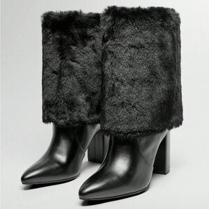 🖤 Faux Fur Fold-Over Block Heel Boots 🖤